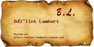 Bálint Lambert névjegykártya