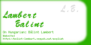 lambert balint business card