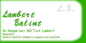 lambert balint business card